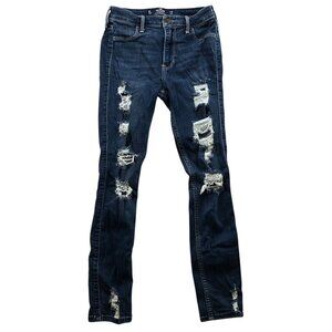 Hollister Womens Jeans Size 1RHigh-Rise Distressed Cropped Jeggings Stretch Blue